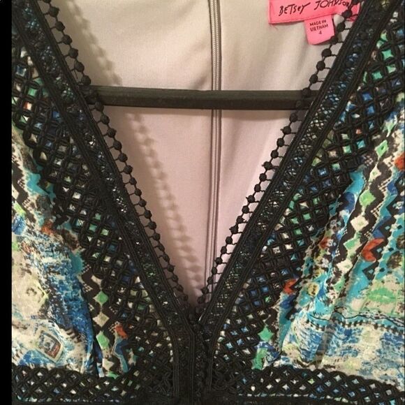 Betsey Johnson Dress Cold Shoulder Crochet Trim 4 - Picture 5 of 8